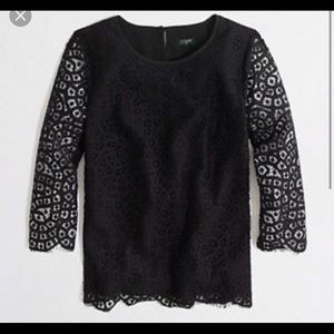 J. Crew • Black scalloped lace top